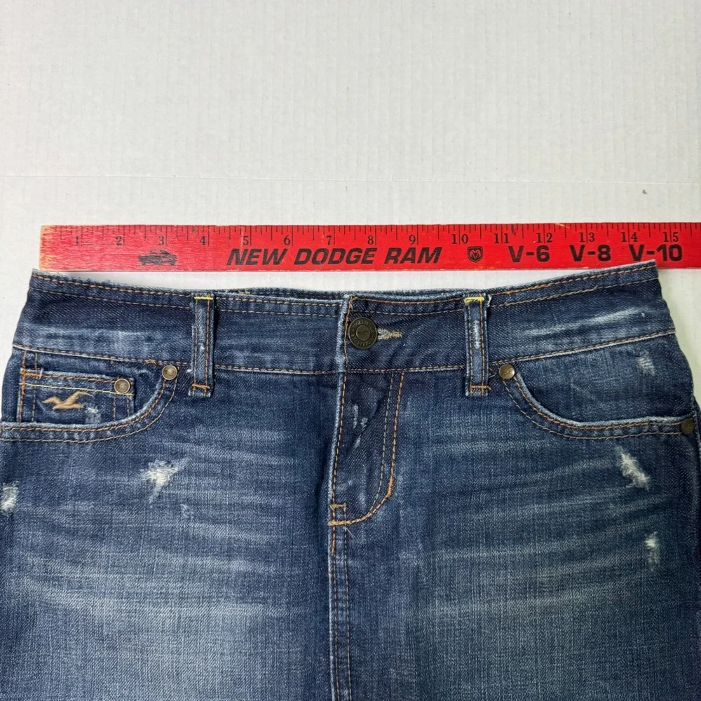 Hollister Low Rise Denim Mini Skirt Size 0 Y2K Vintage Coquette - Picture 4 of 6